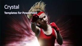  Presentation with bandages - Presentation consisting of kickboxing - female kickboxer in boxing bandages background and a wine colored foreground