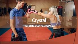  Presentation with workout - Presentation enhanced with kickboxing - female kickboxer on workout background and a coral colored foreground