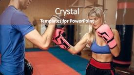  Presentation with muay thai kickboxing kickboxer boxing - Cool new presentation theme with kickboxing - female kickboxer practicing hand punch backdrop and a tawny brown colored foreground