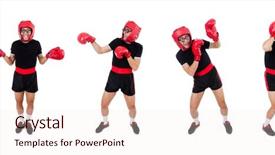  Presentation with boxer - PPT theme consisting of kickboxing - funny boxer isolated background and a sky blue colored foreground