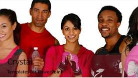  Presentation with african people boxing - Slide deck with kickboxing - group of people background and a crimson colored foreground