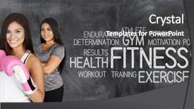  Presentation with kickboxing - Cool new slide set with kickboxing - group of women doing backdrop and a dark gray colored foreground