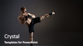  Presentation with performing arts - Slide set enhanced with kickboxing - man in sportswear performing background and a dark gray colored foreground