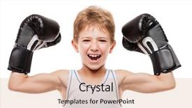  Presentation with victory sport - Presentation theme having kickboxing - martial art sport success background and a lemonade colored foreground