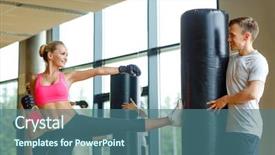  Presentation with kickboxing - Presentation theme featuring kickboxing - sport fitness lifestyle and people background and a ocean colored foreground