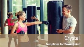  Presentation with woman sport - Cool new slides with kickboxing - sport fitness lifestyle and people backdrop and a coral colored foreground