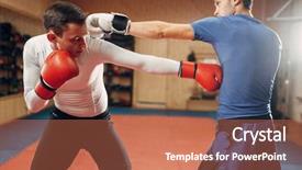  Presentation with kickboxing - Theme consisting of kickboxing - two male kickboxers practicing background and a coral colored foreground