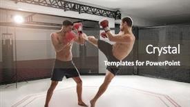  Presentation with kickboxing - Theme consisting of kickboxing - two strong kickboxers fighting background and a tawny brown colored foreground