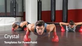  Presentation with boxers - Colorful slide set enhanced with kickboxing - young boxers warming up backdrop and a tawny brown colored foreground