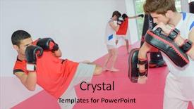  Presentation with kickboxing - PPT layouts with kickboxing class background and a coral colored foreground