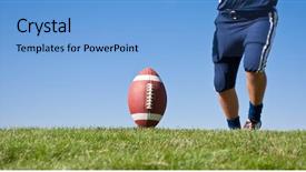  Presentation with ready - Presentation design with kicker ready for football kickoff background and a light blue colored foreground