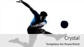  Presentation with flying - Slide deck with kicking playing soccer football player background and a light gray colored foreground