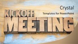  Presentation with meeting - Amazing slides having kickoff meeting word abstract backdrop and a lemonade colored foreground