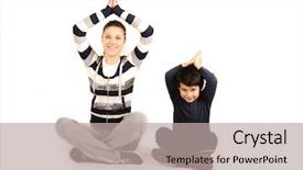  Presentation with exercise sport - Cool new presentation theme with kid - doing sport fitness exercise backdrop and a mint green colored foreground