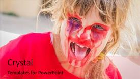 Presentation with zombie - Presentation theme consisting of kid - girl - with painted face background and a  colored foreground