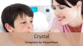  Presentation with temperature - Colorful presentation theme enhanced with medical kid - smiling nurse taking her patient's backdrop and a coral colored foreground
