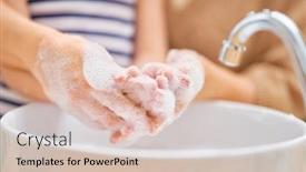  Presentation with viruses - Audience pleasing PPT theme consisting of kid-and-adult-are-washing backdrop and a lemonade colored foreground