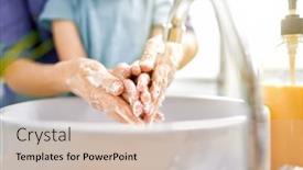  Presentation with viruses - Slide deck enhanced with kid-and-adult-are-washing background and a soft green colored foreground