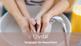  Presentation with viruses - Theme enhanced with kid-and-adult-are-washing background and a coral colored foreground