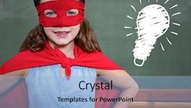  Presentation with blackboard - Cool new presentation theme with kid and blackboard with lightbulb backdrop and a light blue colored foreground
