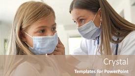  Presentation with doctor office - PPT layouts with kid-at-doctor-s-office background and a coral colored foreground