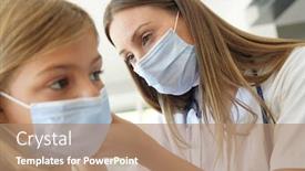  Presentation with doctor office - Cool new presentation theme with kid-at-doctor-s-office backdrop and a coral colored foreground