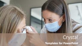  Presentation with doctor office - Slides with kid-at-doctor-s-office background and a coral colored foreground