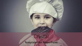  Presentation with utensils - Amazing presentation having kid boy dressed as a cook with kitchen utensils backdrop and a violet colored foreground