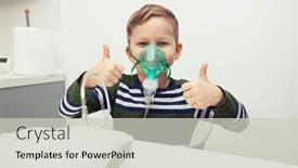  Presentation with nebulizer - Amazing slide deck having kid-breathe-through-the-nebulizer backdrop and a light gray colored foreground