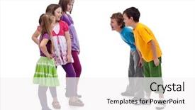  Presentation with gender - Audience pleasing PPT theme consisting of kid bullying - group of boys and girls backdrop and a  colored foreground