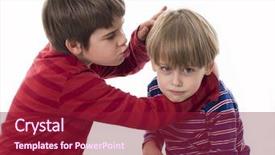  Presentation with two small brothers - Presentation theme with kid bullying - two brothers fighting background and a violet colored foreground