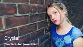  Presentation with vintage interior brick wall - Slide set consisting of kid bullying - young girl near brick wall background and a ocean colored foreground
