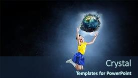  Presentation with earth - Slides with kid-catching-earth-mixed-media background and a ocean colored foreground