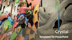  Presentation with children climbing - Colorful PPT theme enhanced with kid child having fun climbing wall indoor climbing center active healthy lifestyle active children sports backdrop and a tawny brown colored foreground