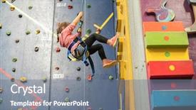  Presentation with children climbing - PPT theme having kid child having fun climbing wall indoor climbing center active healthy lifestyle active children sports background and a gray colored foreground