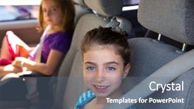  Presentation with children safety - Beautiful theme featuring kid children girls with safety backdrop and a ocean colored foreground