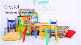  Presentation with classroom - Presentation theme enhanced with kid club - interior of classroom at school background and a  colored foreground