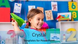  Presentation with airplane - Cool new presentation with kid club - little girl fun with origami backdrop and a light blue colored foreground