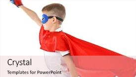  Presentation with crime - Colorful slide set enhanced with kid crime - boy dressed as superhero backdrop and a lemonade colored foreground