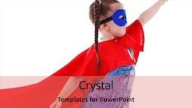  Presentation with superhero - PPT theme featuring kid crime - cute little girl dressed background and a coral colored foreground