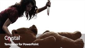  Presentation with teddy bear - Amazing theme having kid crime - one strange young woman killing backdrop and a wine colored foreground