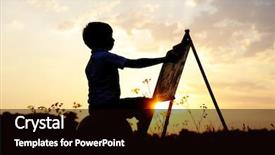  Presentation with airport boarding board - Slide set featuring kid drawing on board outdoor background and a black colored foreground