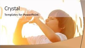  Presentation with pure water - Slides having kid drinking pure fresh water background and a sky blue colored foreground
