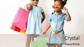  Presentation with cute household shopping - Audience pleasing PPT theme consisting of kid fashion - two cute african girls backdrop and a soft green colored foreground