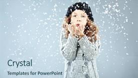  Presentation with winter - Slides with kid fashion - winter portrait of cute little background and a sky blue colored foreground