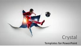  Presentation with breaking through - PPT layouts enhanced with kid-footballer-breaking-through-white background and a light gray colored foreground