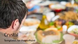  Presentation with eating - Theme consisting of kid friendly menu - top view of family background and a  colored foreground