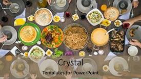  Presentation with eating - Theme enhanced with kid friendly menu - top view of family background and a coral colored foreground