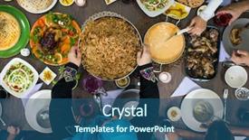  Presentation with eating - Audience pleasing slides consisting of kid friendly menu - top view of family backdrop and a  colored foreground