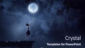  Presentation with media - Slide deck consisting of kid-girl-catching-moon-mixed background and a navy blue colored foreground